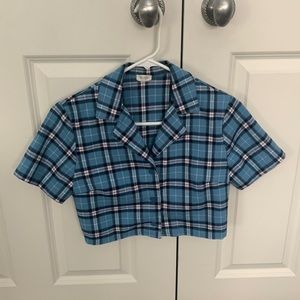 Brandy Melville plaid collared crop top
